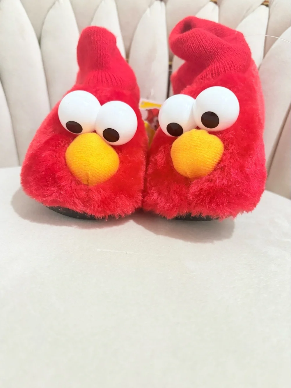Sesame Street Red Elmo Plush Slippers with Yellow Nose